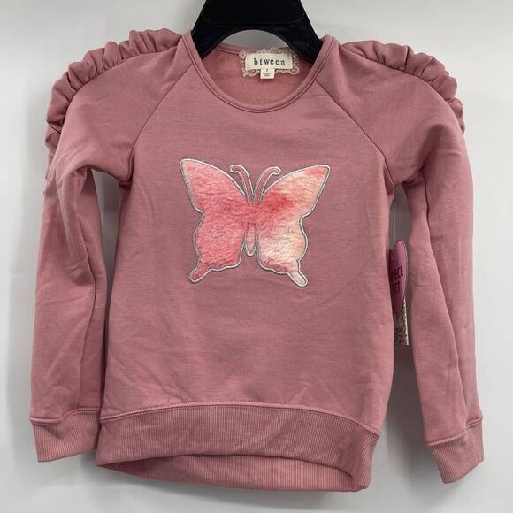 btween Girls Pink Butterfly Sweater Tie Dye Leggings Scrunchie 3 piece Sz 5 NEW - Picture 2 of 13